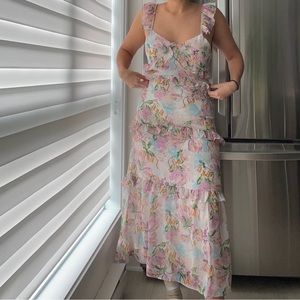 O.P.T ruffle floral tiered dress